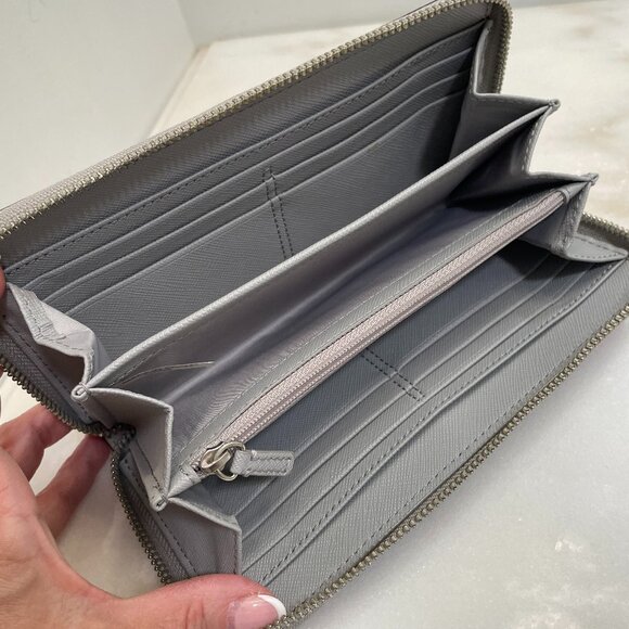 Coach Gray Snakeskin Leather Accordion Style Zip Around Wallet - Picture 9 of 16